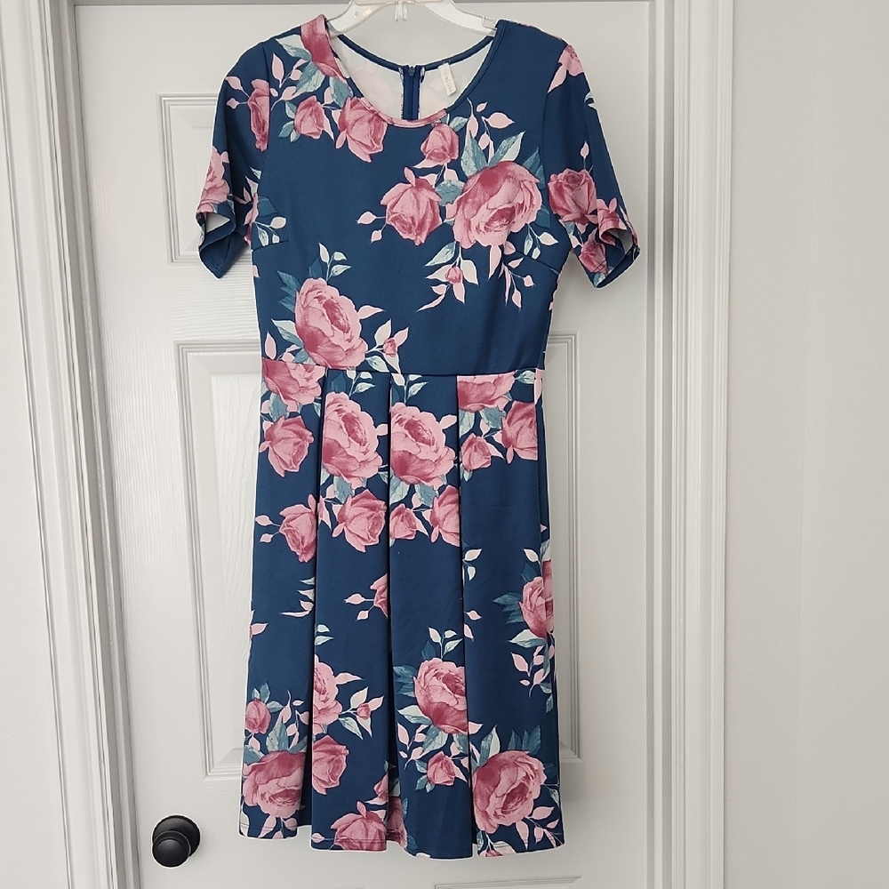 Floral Blue and Pink Maternity Dress